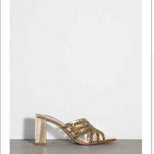 SPARKLY METALLIC HEELED SANDALS/Shoes